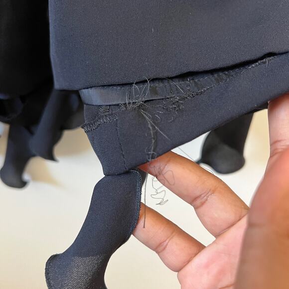 Escada Black Silk Ruffle Fringe V Neck Maxi Dress Formal Gown Womens 42 Large - Picture 7 of 15